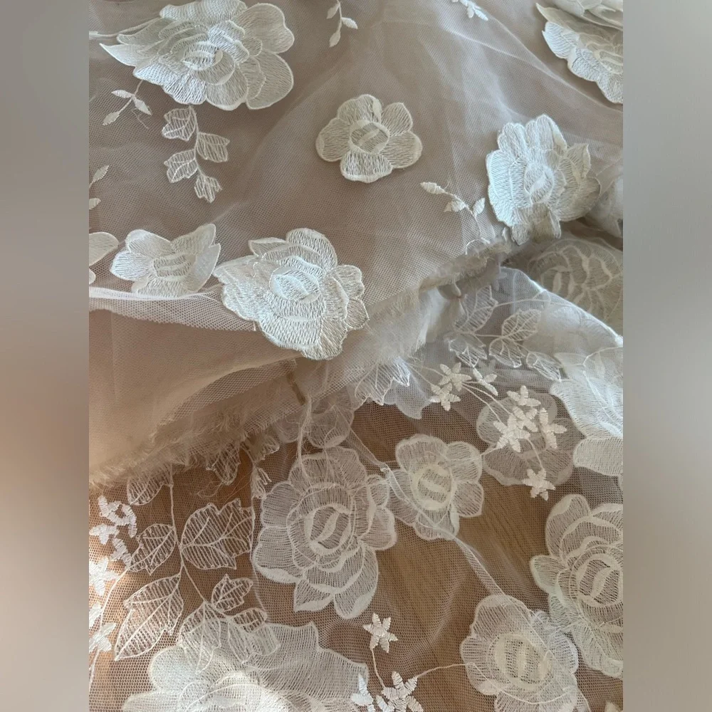 Mira Zwillinger wedding gown Floral Appliqué Illusion Off-Shoulder Gown